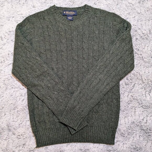 Brooks Brooks 100% Italian Cashmere Sweater Green Knit Small - Picture 2 of 5
